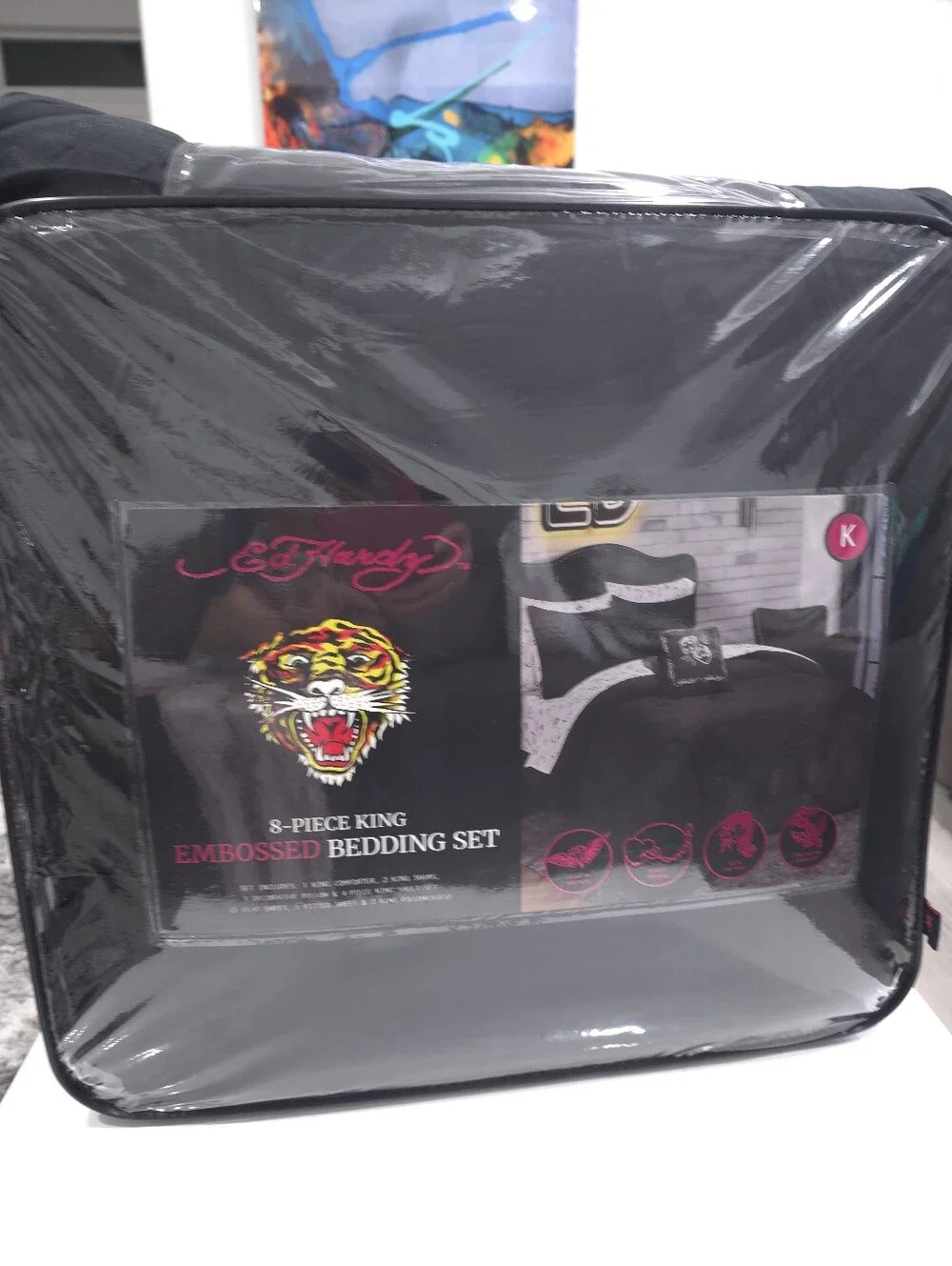 Ed Hardy 8-Piece King Embossed Bedding Comforter Set New